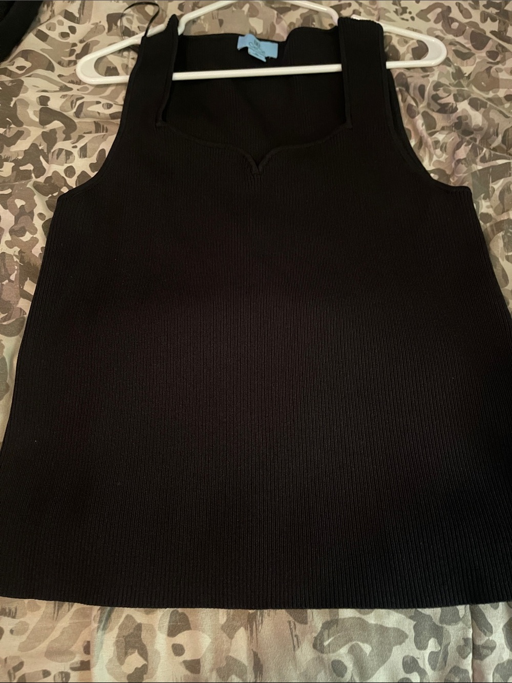 CeCe Black Ribbed Tank Top